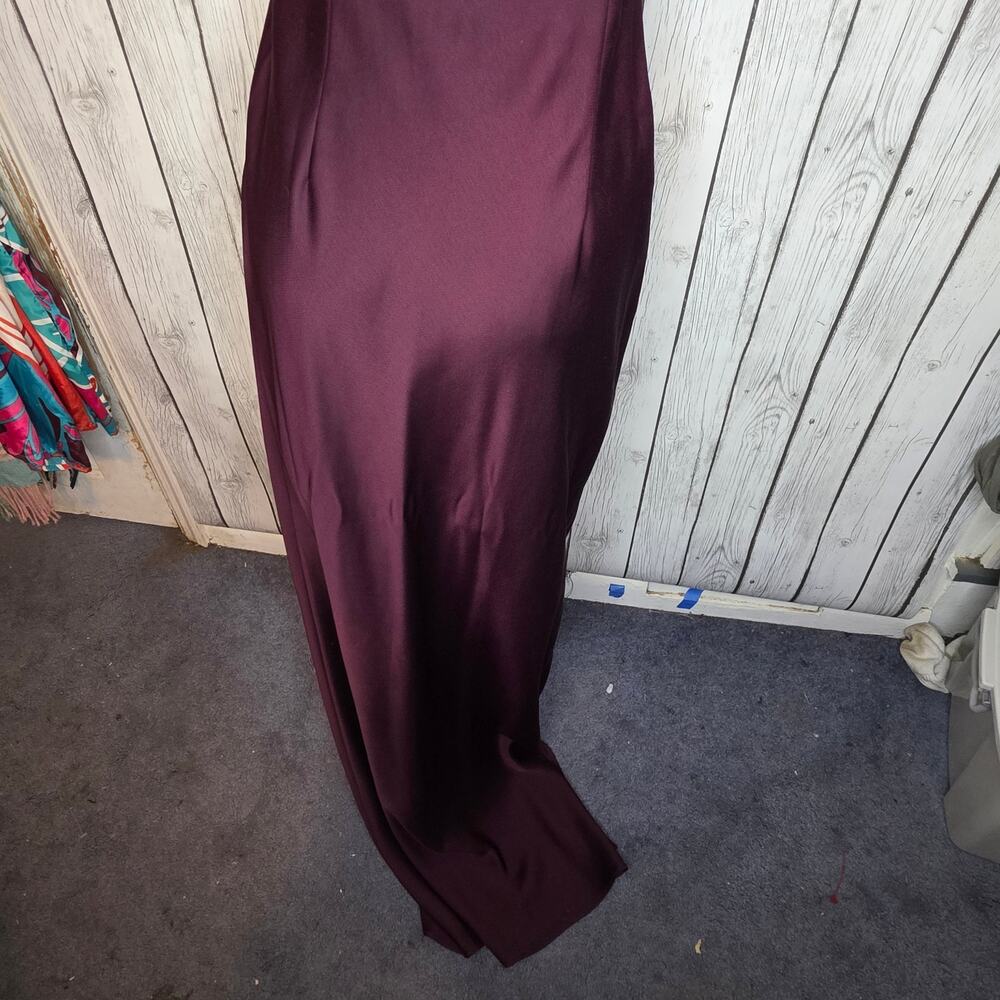 BHLDN Scottie One-Shoulder Satin Maxi Dress Dark Plum Purple Size 6 - Picture 7 of 11